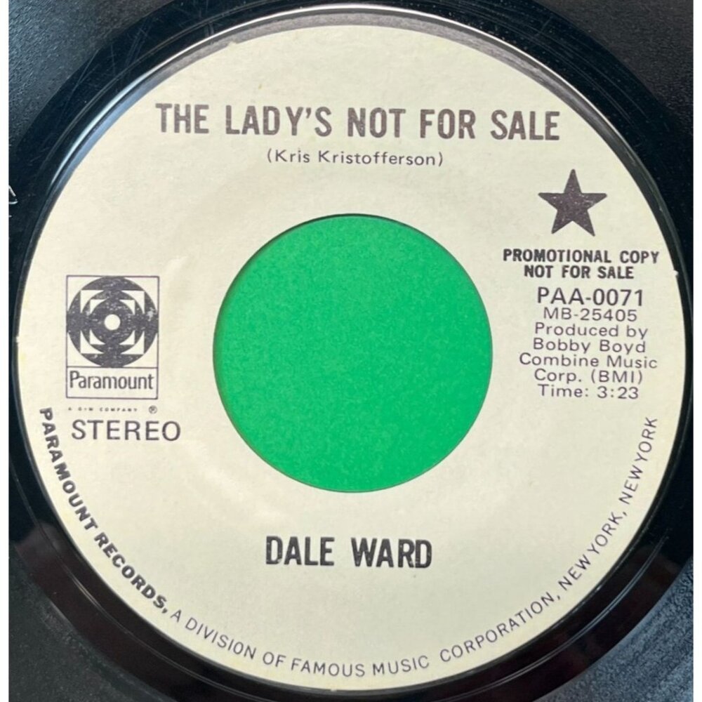 Dale Ward Ladys Not for Sale / Kansas City Woman 45 Vinyl Rock Promo Paramount